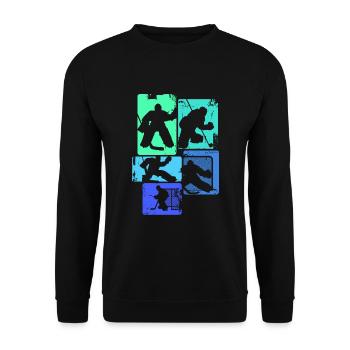 Eishockey Torwart Jungen Kinder Männer - Unisex Sweatshirt - black - Front - Alina (178cm) & Michal (187cm)