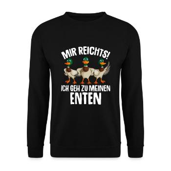 Ente Mir reichts ich geh zu meinen Enten - Unisex Pullover - Schwarz - Vorne - Alina (178cm) & Michal (187cm)