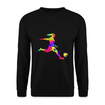Fußball Fußballerin Mädchen Frauen Damen - Unisex Pullover - Schwarz - Vorne - Alina (178cm) & Michal (187cm)