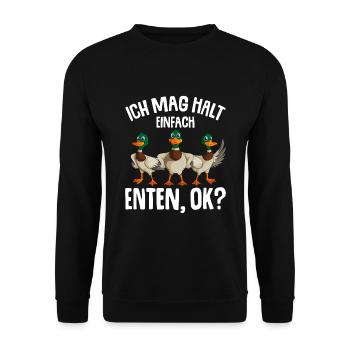 Ich mag halt Enten Mädchen Damen Ente - Unisex Pullover - Schwarz - Vorne - Alina (178cm) & Michal (187cm)
