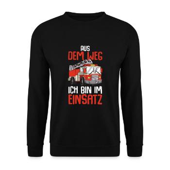 Feuerwehr Feuerwehrmann Feuerwehrauto - Unisex Pullover - Schwarz - Vorne - Alina (178cm) & Michal (187cm)