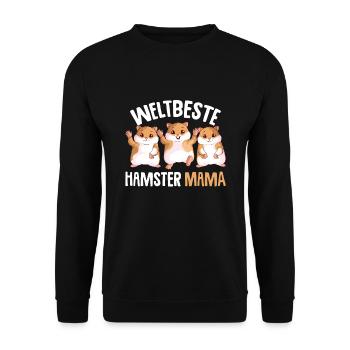 Hamster Mama Goldhamster Damen - Unisex Pullover - Schwarz - Vorne - Alina (178cm) & Michal (187cm)
