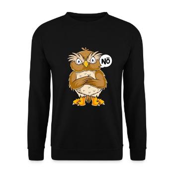 Eulen Nö Kinder Jungen Mädchen Eule - Unisex Pullover - Schwarz - Vorne - Alina (178cm) & Michal (187cm)