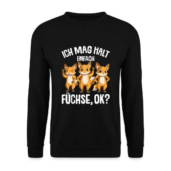 Ich mag halt Füchse Kinder Mädchen Jungen Fuchs - Unisex Pullover - Schwarz - Vorne - Alina (178cm) & Michal (187cm)