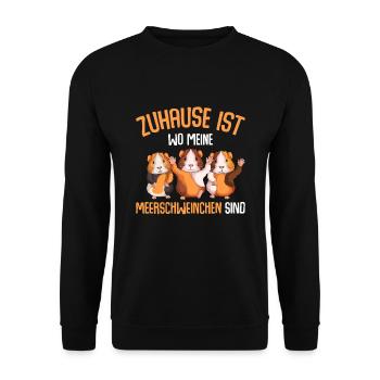 Zuhause ist wo meine Meerschweinchen sind - Unisex Pullover - Schwarz - Vorne - Alina (178cm) & Michal (187cm)