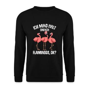 Ich mag halt Flamingos Kinder Mädchen Damen - Unisex Pullover - Schwarz - Vorne - Alina (178cm) & Michal (187cm)