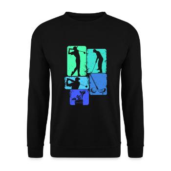 Golf Golfer Golfspieler Kinder Jungen - Unisex Pullover - Schwarz - Vorne - Alina (178cm) & Michal (187cm)