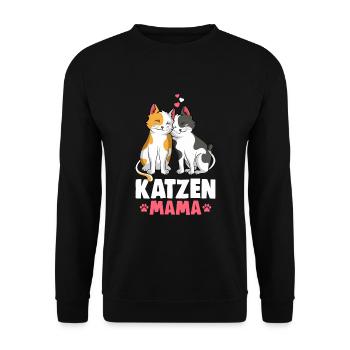 Katzen Mama Katzenmama Katze Damen - Unisex Pullover - Schwarz - Vorne - Alina (178cm) & Michal (187cm)