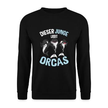 Orca Junge Wal Schwertwal Killerwal Kinder - Unisex Pullover - Schwarz - Vorne - Alina (178cm) & Michal (187cm)