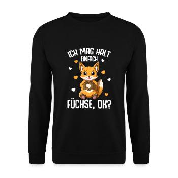 Ich mag halt Füchse Kinder Mädchen Fuchs - Unisex Pullover - Schwarz - Vorne - Alina (178cm) & Michal (187cm)