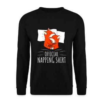 Fox Sleeping Shirt - Unisex Sweatshirt - black - Front - Alina (178cm) & Michal (187cm)