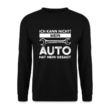 Auto Garage Autofahrer Geschenk - Unisex Pullover - Schwarz - Vorne - Alina (178cm) & Michal (187cm)