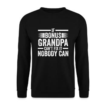 Stief-Opa Bonus-Opa Stief-Großvater Geschenk - Unisex Pullover - Schwarz - Vorne - Alina (178cm) & Michal (187cm)