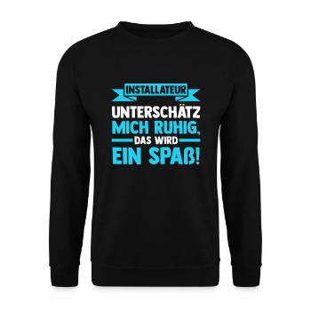 Installateur Beruf Installateure Geschenk - Unisex Pullover - Schwarz - Vorne - Alina (178cm) & Michal (187cm)