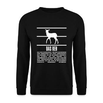 waldbewohner reh aus dem wald rehkitz-steckbrief - Unisex Pullover - Schwarz - Vorne - Alina (178cm) & Michal (187cm)