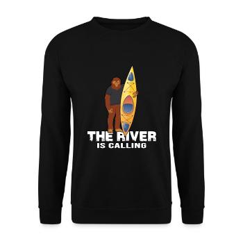 kayak ice canoe ice paddle canoe "river is calling" - Unisex Sweatshirt - black - Front - Alina (178cm) & Michal (187cm)