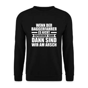 Baggerfahrer Job Baustelle Geschenk - Unisex Pullover - Schwarz - Vorne - Alina (178cm) & Michal (187cm)