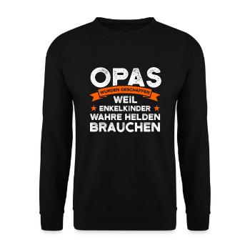 Opa Großvater Großväter Geschenk - Unisex Pullover - Schwarz - Vorne - Alina (178cm) & Michal (187cm)