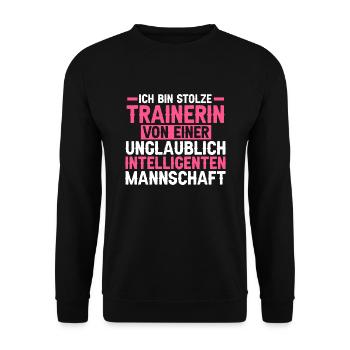 Trainerin Sport Trainieren Geschenk - Unisex Pullover - Schwarz - Vorne - Alina (178cm) & Michal (187cm)