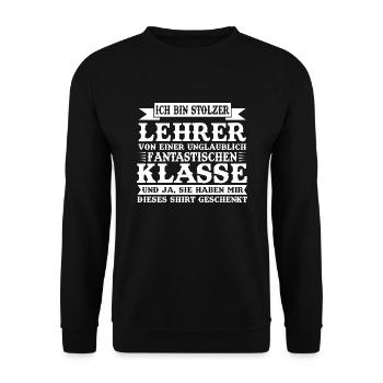 Lehrerin Lehrer Schule Lehrer Geschenk - Unisex Pullover - Schwarz - Vorne - Alina (178cm) & Michal (187cm)