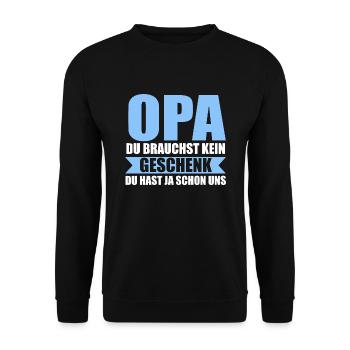 Opa Großvater Großväter Geschenk - Unisex Pullover - Schwarz - Vorne - Alina (178cm) & Michal (187cm)