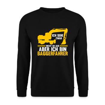 Bagger Fahrer Bagger Bauen Geschenk - Unisex Pullover - Schwarz - Vorne - Alina (178cm) & Michal (187cm)