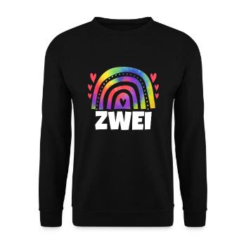 1.Geburtstag Regenbogen 1 Jahr alt Geschenk - Unisex Pullover - Schwarz - Vorne - Alina (178cm) & Michal (187cm)