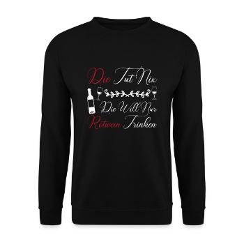 Rotwein Wein Rotwein Liebhaberin Geschenk - Unisex Pullover - Schwarz - Vorne - Alina (178cm) & Michal (187cm)