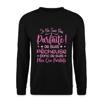 Eine mehr als perfekte Fischerin, ein Traumberuf - Unisex Pullover - Schwarz - Vorne - Alina (178cm) & Michal (187cm)