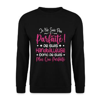 Ein mehr als perfekter Handballer, ein Traumberuf - Unisex Pullover - Schwarz - Vorne - Alina (178cm) & Michal (187cm)