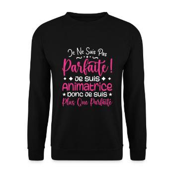 Ein mehr als perfekter Animator, ein Traumjob - Unisex Pullover - Schwarz - Vorne - Alina (178cm) & Michal (187cm)