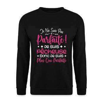 Eine mehr als perfekte Fischerin, ein Traumberuf - Unisex Pullover - Schwarz - Vorne - Alina (178cm) & Michal (187cm)
