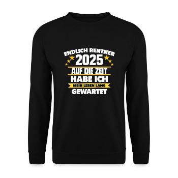 Rente Ruhestand Rentner Geschenk - Unisex Pullover - Schwarz - Vorne - Alina (178cm) & Michal (187cm)