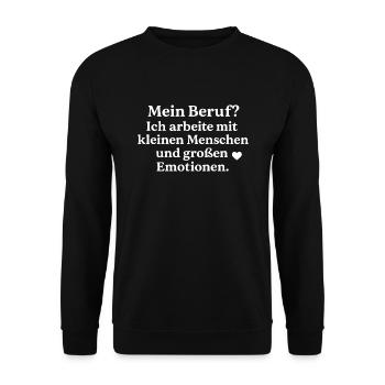 Kleine Menschen - Große Emotionen (weiß) - Unisex Pullover - Schwarz - Vorne - Alina (178cm) & Michal (187cm)