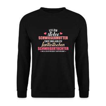 Schwiegermutter - Unisex Pullover - Schwarz - Vorne - Alina (178cm) & Michal (187cm)