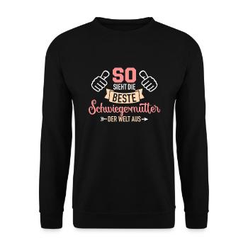 Schwiegermutter - Unisex Pullover - Schwarz - Vorne - Alina (178cm) & Michal (187cm)