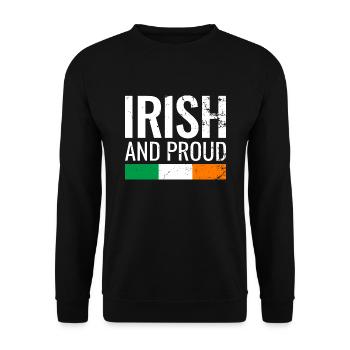 Irish And Proud Irland Irische Flagge Ire - Unisex Pullover - Schwarz - Vorne - Alina (178cm) & Michal (187cm)