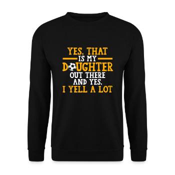 Soccer Mom Tochter Soccer Mom Sport Geschenk - Unisex Pullover - Schwarz - Vorne - Alina (178cm) & Michal (187cm)