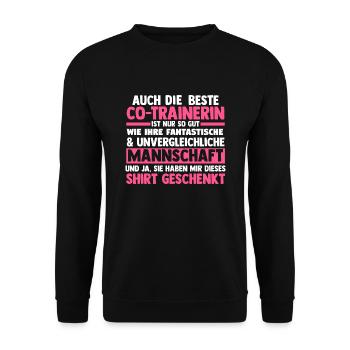 Co-Trainerin Sport Trainerin Geschenk - Unisex Pullover - Schwarz - Vorne - Alina (178cm) & Michal (187cm)