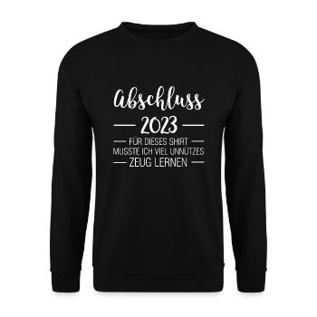 Abschluss 2023 Schule Schulabschluss Geschenk - Unisex Pullover - Schwarz - Vorne - Alina (178cm) & Michal (187cm)