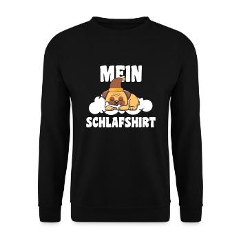 Schlafanzug Mops Mops-Liebhaber Geschenk - Unisex Pullover - Schwarz - Vorne - Alina (178cm) & Michal (187cm)
