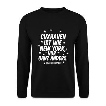 Cuxhaven ist wie New York - Unisex Pullover - Schwarz - Vorne - Alina (178cm) & Michal (187cm)