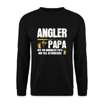 Angler Papa Angeln Fischen Geschenk - Unisex Pullover - Schwarz - Vorne - Alina (178cm) & Michal (187cm)