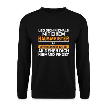 Hausmeister Beruf Haustechniker Geschenk - Unisex Pullover - Schwarz - Vorne - Alina (178cm) & Michal (187cm)