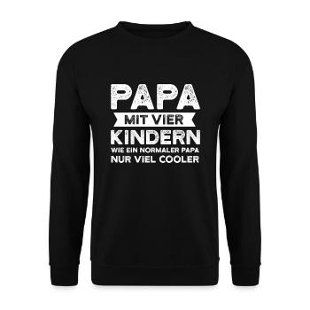 Papa 4 Kinder Papa von 4 Kindern Geschenk - Unisex Pullover - Schwarz - Vorne - Alina (178cm) & Michal (187cm)