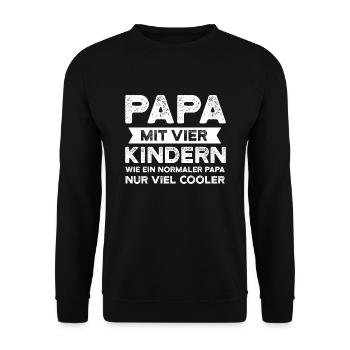 Papa 4 Kinder Papas Geschenk - Unisex Pullover - Schwarz - Vorne - Alina (178cm) & Michal (187cm)