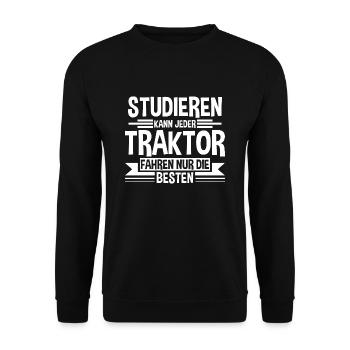 Tractor Farmer Trecker Gift - Unisex Sweatshirt - black - Front - Alina (178cm) & Michal (187cm)