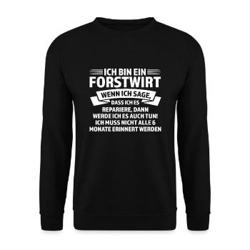 Forstwirt Förster Holzfäller Geschenk - Unisex Pullover - Schwarz - Vorne - Alina (178cm) & Michal (187cm)