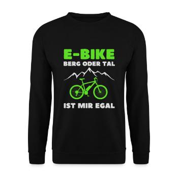 E-Bike gift idea mountain or valley does not matter to me - Unisex Sweatshirt - black - Front - Alina (178cm) & Michal (187cm)