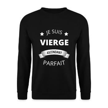 Vierge ascendant parfait humour astrologie homme - Sweat-shirt Unisexe - noir - Devant - Alina (178cm) & Michal (187cm)